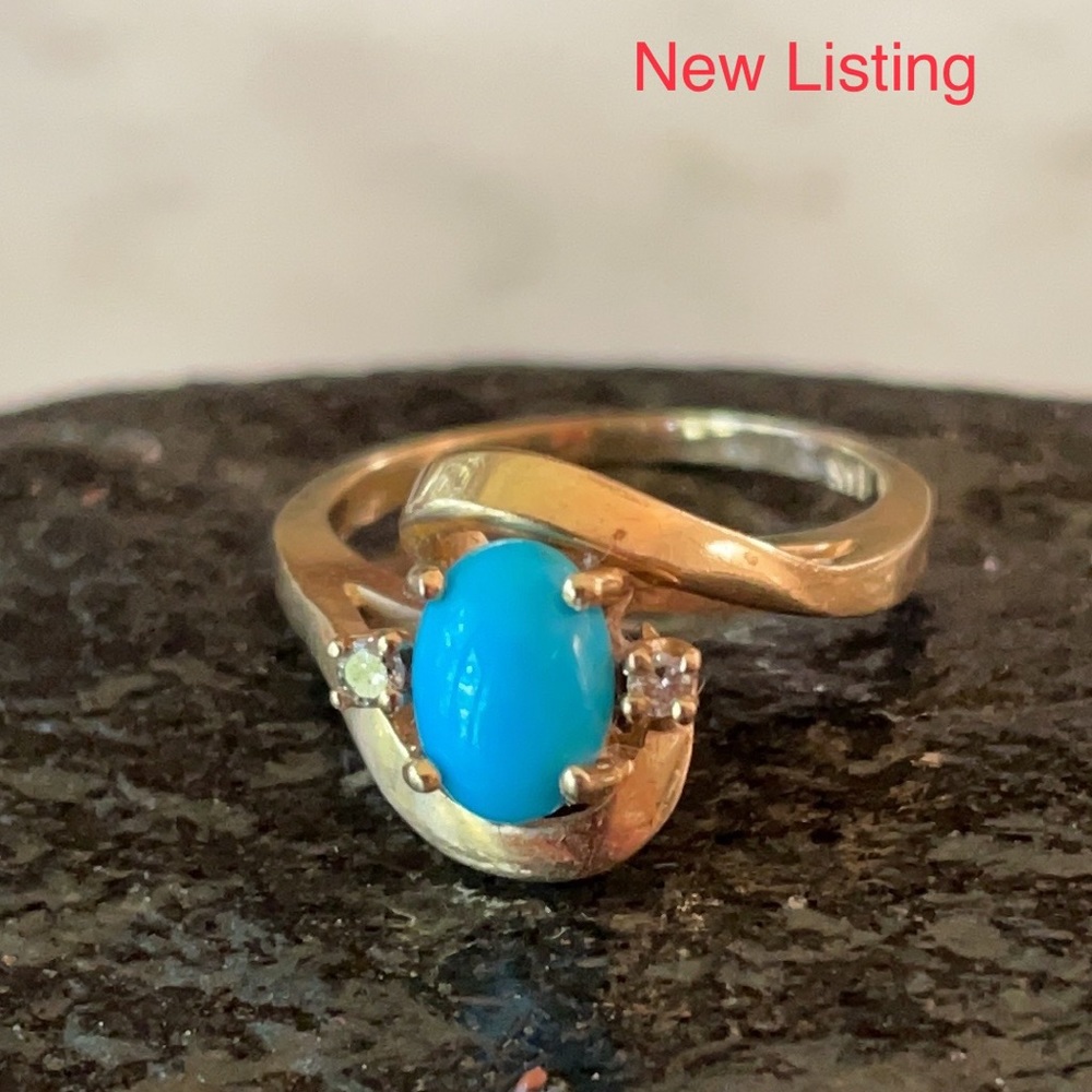 Vintage 14K Gold Native American Turquoise Ring - Picture 13 of 16